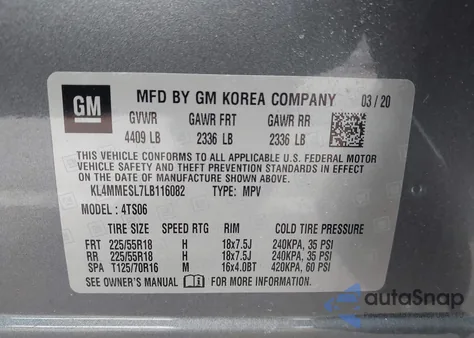 2020 Buick Encore Gx Awd Select из США, поврежденный, VIN KL4MMESL7LB116082